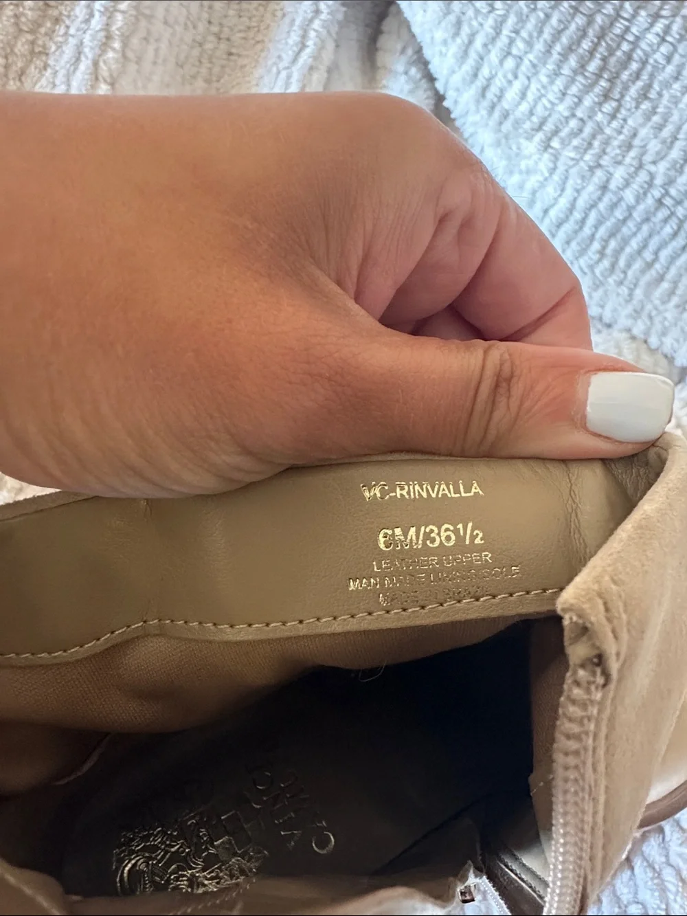 Vince Camuto Beige Pointed-Toe Ankle Booties